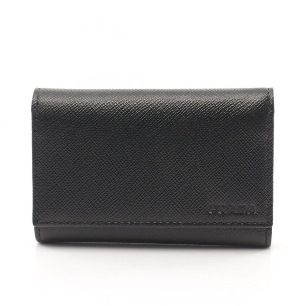 PRADA 6 hooks key holder 2PG002 Saffiano leather Black Used unisex